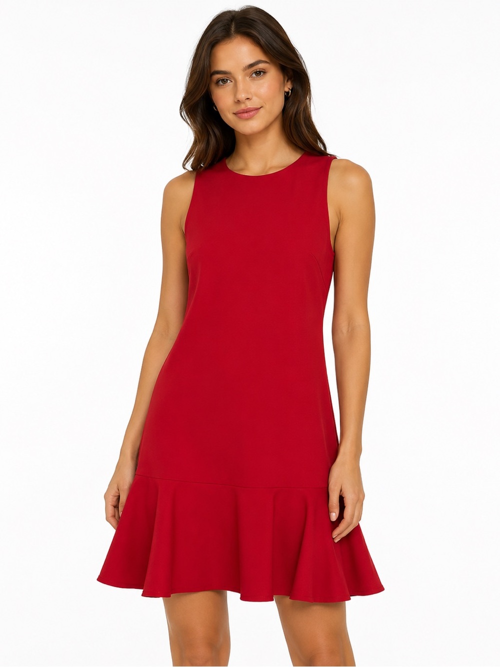 H&M Red Sleeveless Mini Dress with Ruffle Hem